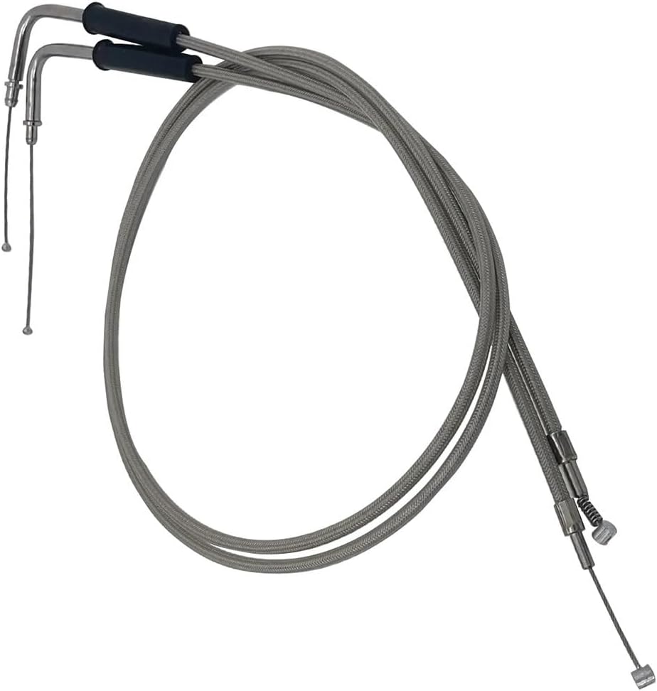 130CM 51" Stainless Steel Braided Throttle Cable Compatible with Harley Sportster XL 883 1200 FXST FLHRC FLHRCI FLHRI FLHT