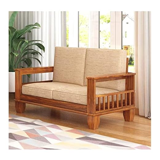 GT ARTS Solid Sheesham Wood 2 Seater Sofa Living Room | Wooden Two Seater Sofa Set for Office & Home Lounge | 2 Seater Sofa for Bedroom | Rosewood, Natural Brown