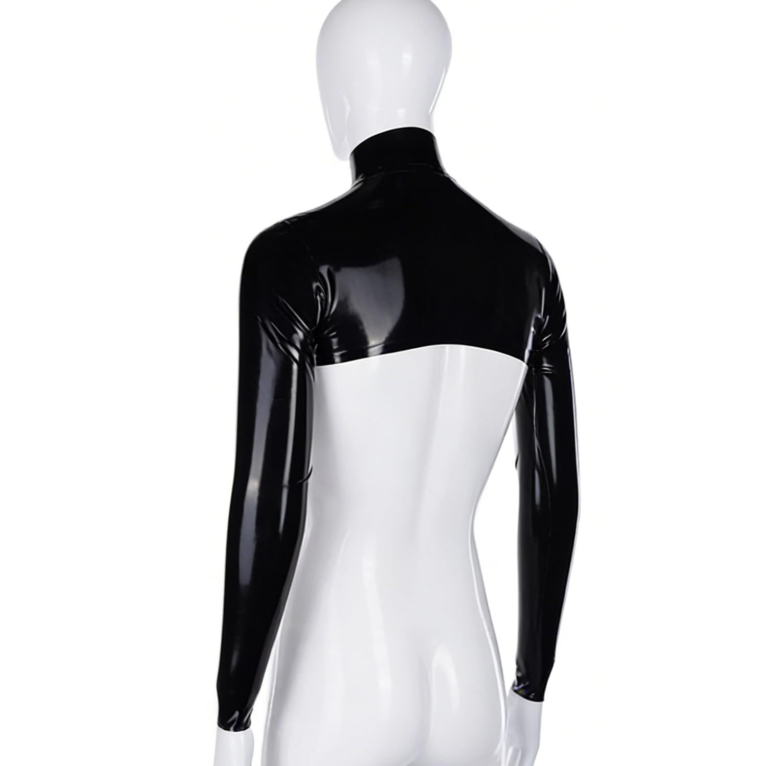 Haut Shrug en Latex à Manches Longues pour Homme,Shrug en Caoutchouc Couvre Bras Court avec Fermeture éclair Frontale
