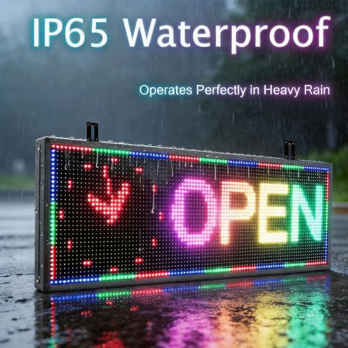 Image of P10 Scrolling Led Sign Programmable Display Digital Sign Outdoor Message Board Led Open Signs For Business Custom Banner Word Light Advertising Wifi Control High Brightness Neon 39 inchX14 inch