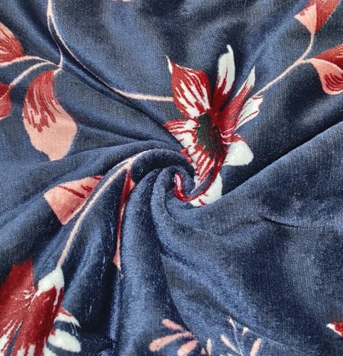 Image of Winter Woolen Premium Flannel Velvet Warm Duvet Cover Quilt Cover | Rajai Cover | Blanket Cover | Comforter Cover Single Size 60x100 inches Woollen (Black Red Flora, Single Bed)
