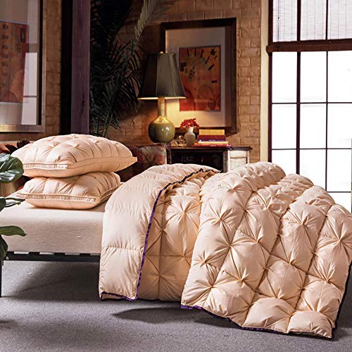 Bettdecke King Size, Luxuriöse Bettdecke aus weißen Gänsefedern und Daunen, Bettdecke in doppelter Größe, Bettdecke, 100 % Baumwollhülle, staubmilben- und federfester Stoff, ganzjährig, Steppdecke in Cover