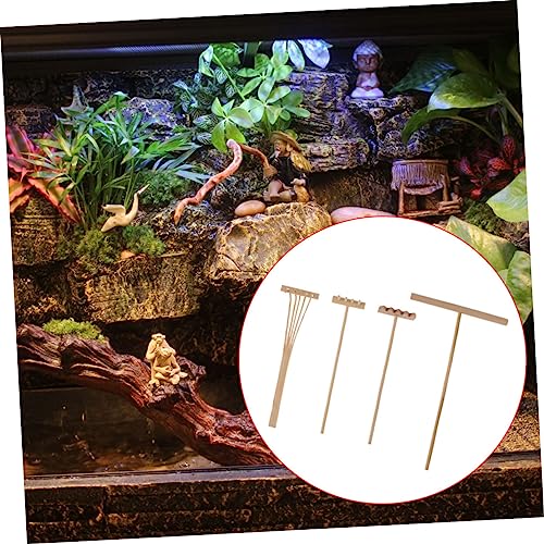 NOLITOY Mini Ancinho De Mesa Ancinho De Jardim De Pedra De Bambu Casa De Bonecas Móveis De Madeira A