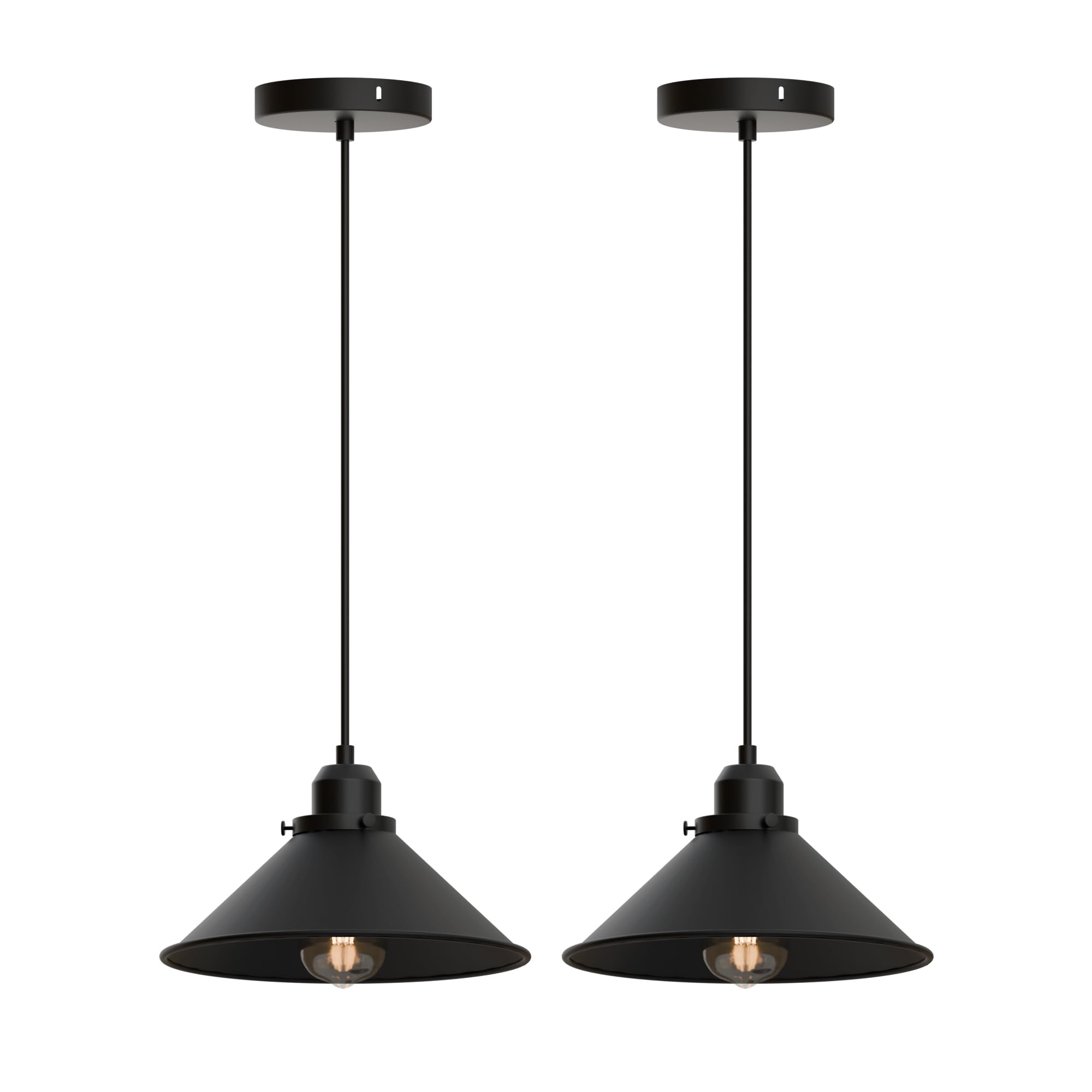 DC VOLTAGE Black Pendant Light Farmhouse Pendant Lamp, Ceiling Light Fixture Hanging Light Fixtures with Metal Cone Shade Industrial Pendant Lights for Hallway Kitchen Island Dining Room Living Room