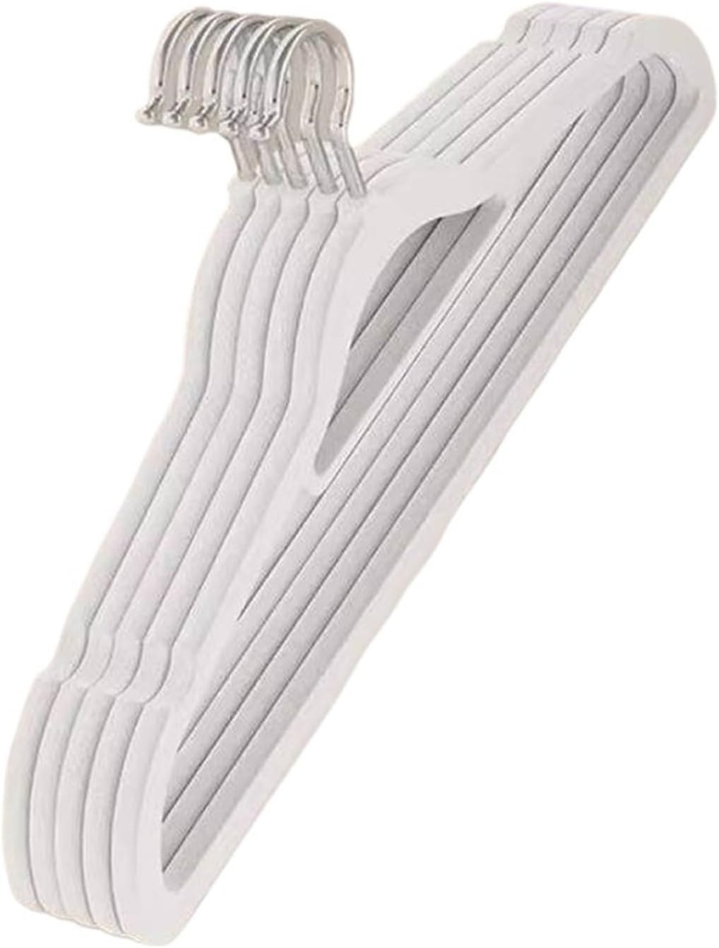 10Pcs Flocked Hanger Home Non-Slip Hangers Coat Clothes Strong Durable Racks(Grey-10Pcs)