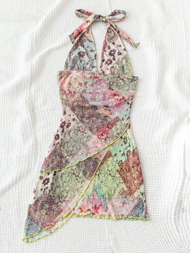 Image of BEAUDRM Women's Summer Mini Dress Backless Vacation Beach Sundresses Boho Going Out Dress Date Night Brunch Outfit