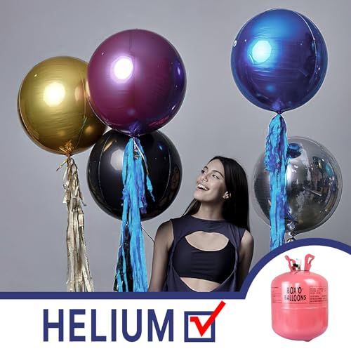 Image of PartyWoo Navy Blue Foil Balloons 6pcs Large Round Giant Jumbo 4D Balloons