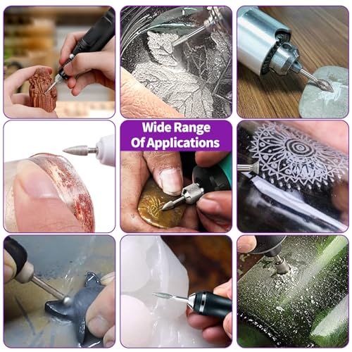 32 Stück Diamant Fräser Set 120 Körnung, Rotary Tool Zubehör mit Diamanttrennscheibe und 3mm Schaft Passform für Stein Glas Keramik Schnitzen, Schleifen, Polieren, Gravieren, Schneiden
