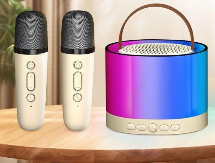 NAVIITA K52 Wireless Karaoke Speaker with Dual Microphones, Bluetooth Portable Speaker, RGB Lights, TF Card Support, USB Type-C Charging, 5W Sound Output for Family Parties and Get-Togethers (White)-image-35
