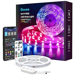 Govee Ruban LED 5m, Bande LED RGB WiFi, Éclairage Multicolore avec App Contrôle et Télécommande, Bande Lumineuse Fonctionne avec Alexa et Google Home, Musique Sync, Décor pour Chambre Maison Cuisine
