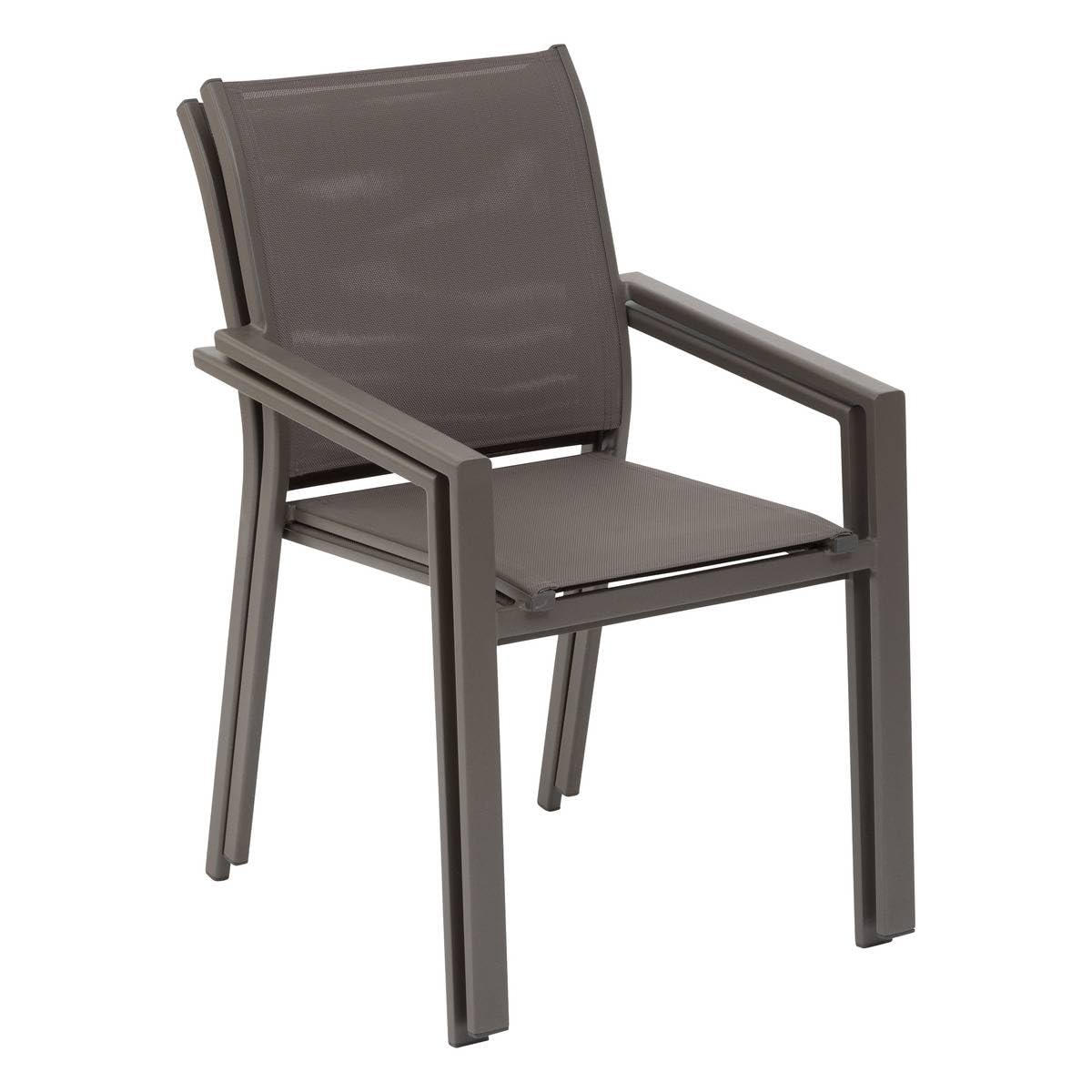 Hespéride - Fauteuil de Jardin Empilable Essentia Wengé et Praline Anti-Rouille Texaline Léger Facile à Ranger Mobilier d'Aménagement Terrasse Balcon