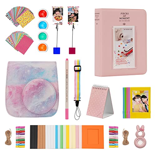 ZUIKAKU 14 in 1 Mini 12 Accessories Compatible with Fujifilm Instax Mini 12 Instant Film Camera (Pink Starry Sky)
