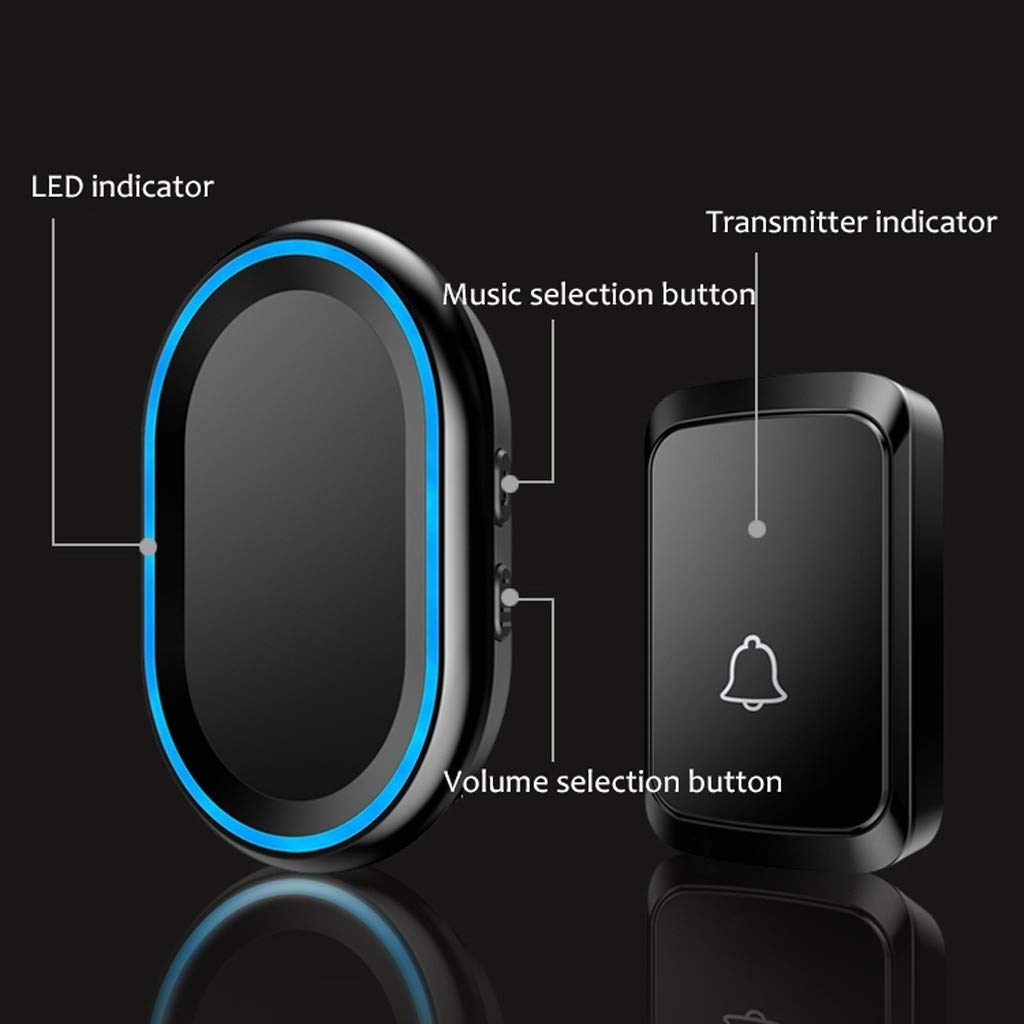 Remoto Timbre inalámbrico Inteligente de Control Remoto electrónico Timbre inalámbrico de casa sin Impermeable de la batería (Color : White)