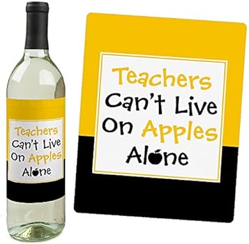 Big Dot of Happiness Best Teacher Gift - Teacher Appreciation First and Last Day of School Gift for Women and Men - Christmas Wine Bottle Label ...