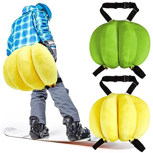 Hiboom-2-Stueck-niedliche-Schutz-Bananen-Hueft-Hinter-Pads-bequeme-Bananen-schuetzende-absorbierende-Skating-Pads-Hueftschutzkissen-fuer-Kinder-und-Erwachsene-Skifahren-Snowboarden-Roller-Gelb-Gruen