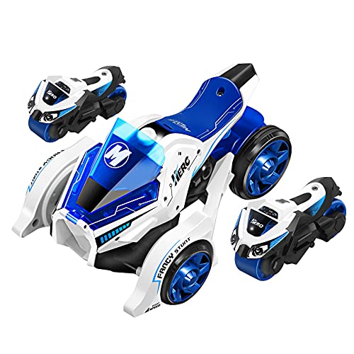 3 in 1 Racing Motorcycle Cars, Catapult Toy Cars for 3+ Year Old Boys Girls, Vehicles Cars Launcher Toys with Light and Music, Pull & Back Car for Christmas Birthday Gifts