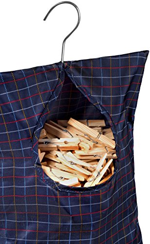 Handy Laundry Clothespin Bag - 11" X 15" - Holds 100 Medium-Sized Clothes Pins, Water-Repellent Material, Hook For Hanging And Effortlessly Sliding On The Clothesline With An Extra-Large Opening. #TOP3