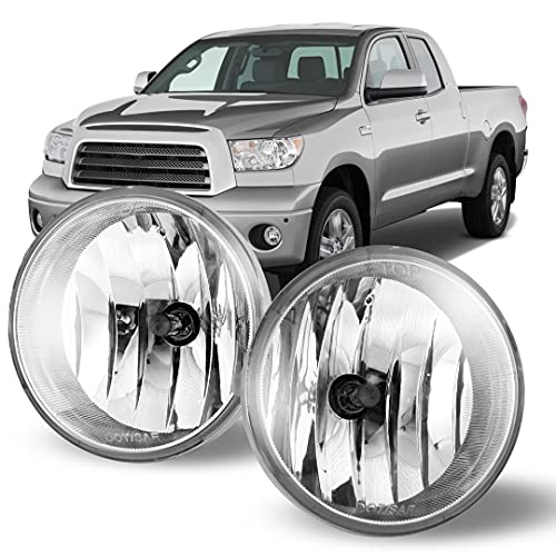 CPW Fog Lights Compatible with Toyota [2005-2011 Tocoma] [2004-2006 Solara] [2007-2013 Tundra] [2008-2016 Sequoia] Driving Fog Lights Pair + Wiring + Switch Kit Clear
