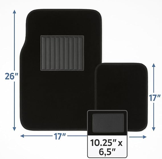 Black Universal Carpet Auto Floor Mats 4 Piece