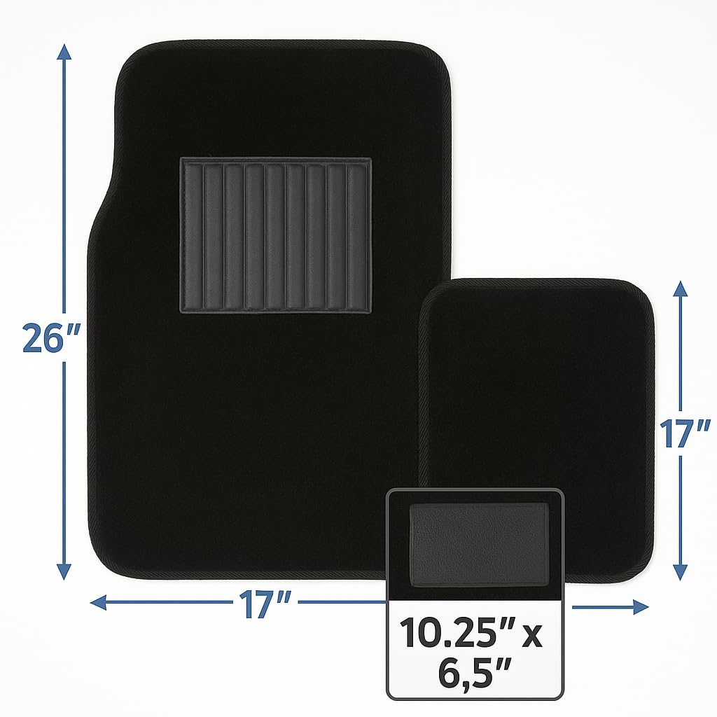 Black Universal Carpet Auto Floor Mats 4 Piece — view 2