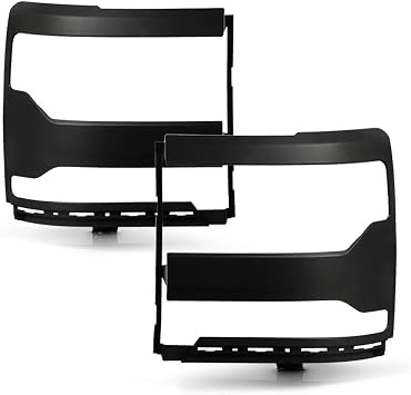 Unpainted Black Head Lights Lamps Trim Bezel Cover Screws-Mounting Style Driver&Passenger Included-[Headlight] Side 23378968 23379004