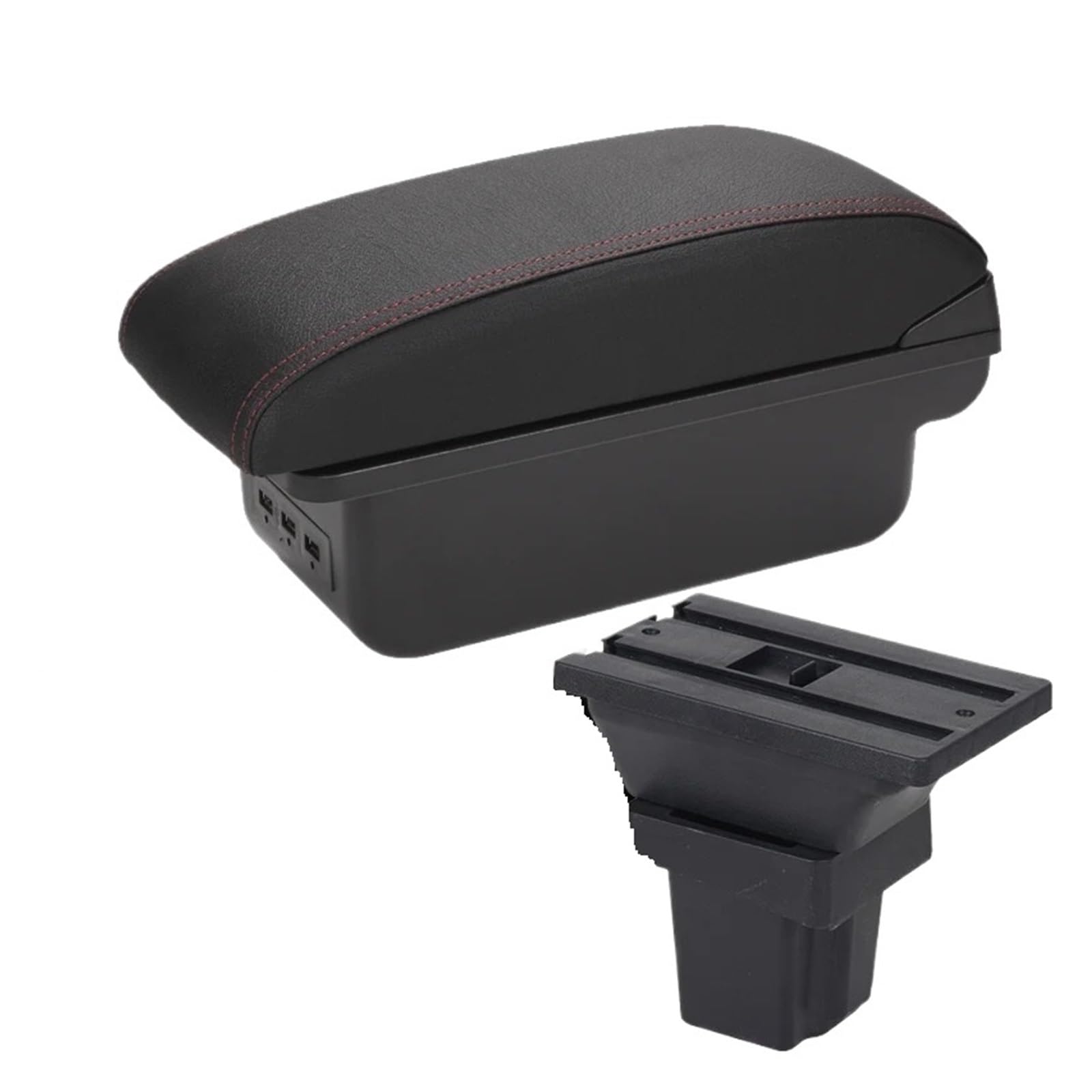 Ggwqoops Car Armrests For Chevrolet For Trax For Tracker 2015-2018 Car Armrest Arm Storage Box Accessories Armrest Box(B1 Black red 3USB)