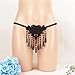 Sekexi 3PCS-Women's Sexy Pearl Tassel Lace Hollow Pendant Sexy Mini T-Shaped Underwear (US, Alpha, Large, Regular, Regular, Black)