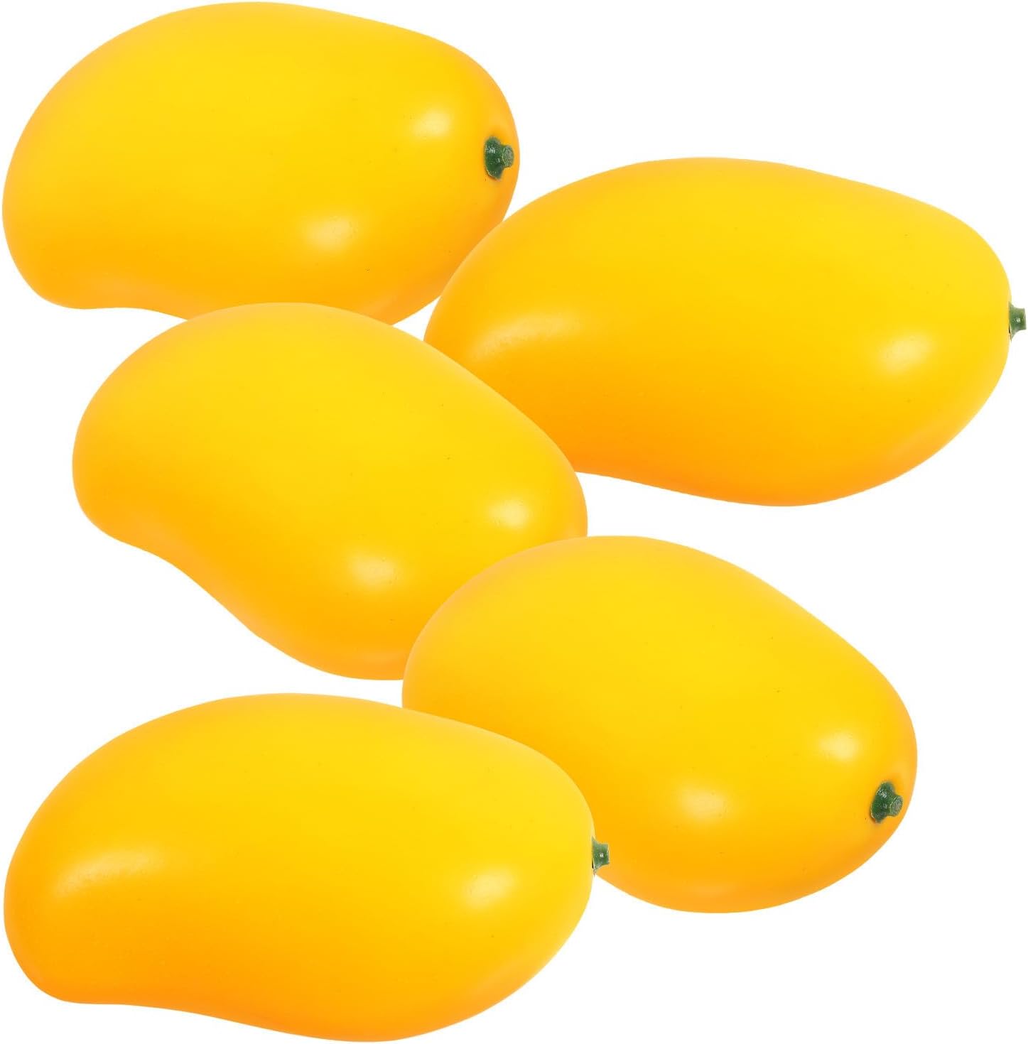 5pcs Artificial Mango Models Faux Mango Decor Simulation Fruit for Educational Props and Restaurant Display, Yellow Foam Fruit Scene Ornament for Home and Photo Shoot