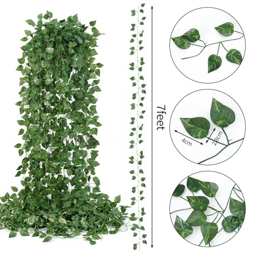 CEWOR Fake Vines for Room Decor 24 Pack 168ft Artificial Ivy Greenery Garland for Bedroom Wall Decor, Hanging Green Leaves for Party Wedding Christmas Decoration - Thumbnail 2