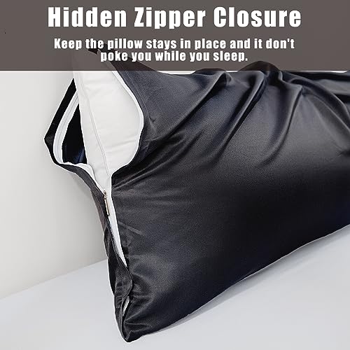 Image of TELUS Body Cooling Pillow Case Cover, Bamboo Rayon Pillowcases with Zipper Closure, Cool and Breathable Pillow Case for Hot Sleepers and Night Sweats, 20x54 inches, Black, 1 Pack