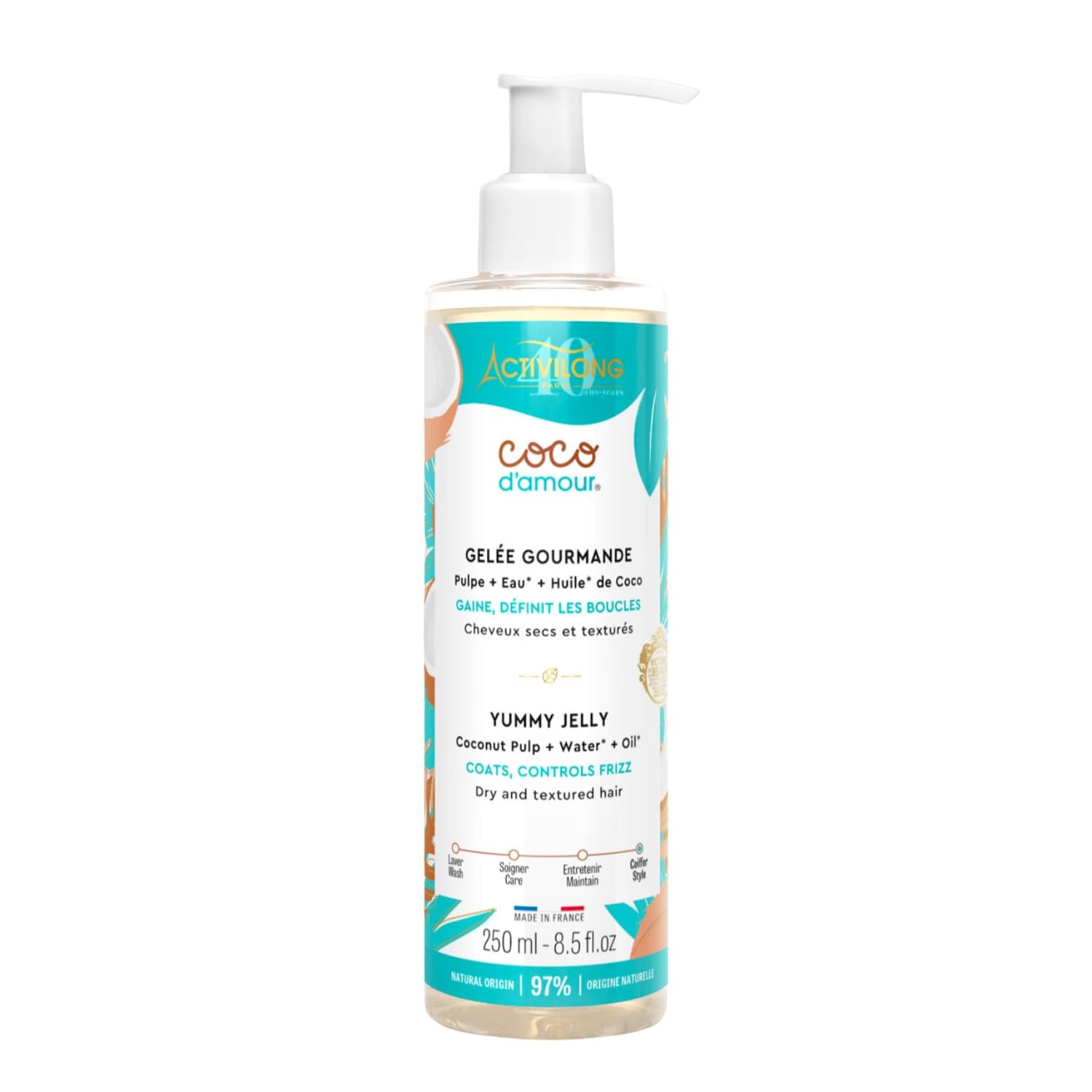 Gros plan sur la texture fondante de la Gelée Gourmande Coco D'Amour Activilong.