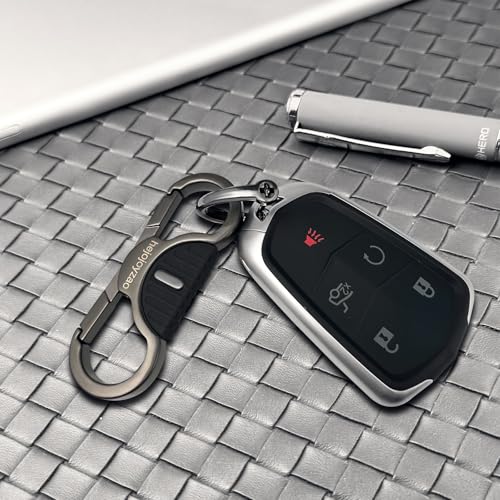 Image of Heavy Duty Keychain with Quick Release Double Carabiner Clip, Key Rings, D Ring, Car Key Holder for Belt Loop