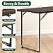 MAKE CHANGES Folding Table 4FT Heavy Duty Plastic Table with Handle, Foldable&Portable, Fold-in-Half Utility Tables for Outdoor, Dining, Wedding, Events, Indoor, Picnic, Camping, Party, Brown