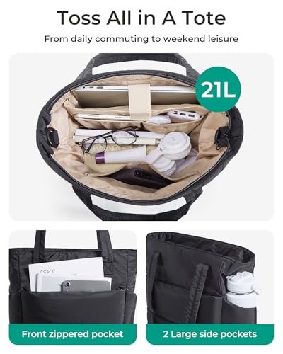 Image of BAGSMART Tote Bag for Women, Lightweight Puffy Tote Bag with Compartments Shoulder Bag Handbag for Travel, Work, Gym | Lightweight