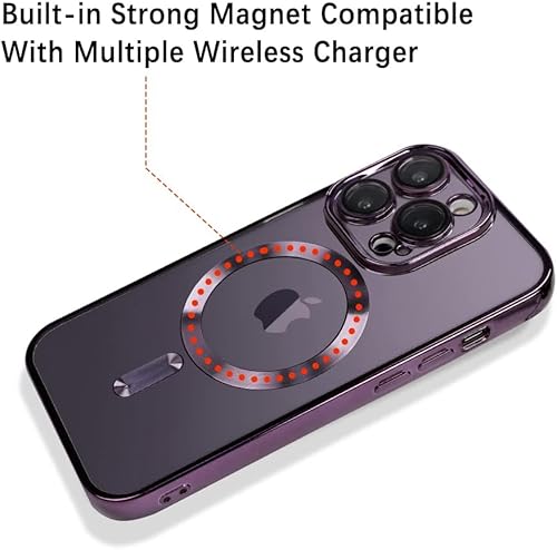 Miniatura 8 de OOK Funda magnética hecha para iPhone 14 Pro Max (6.7 pulgadas) protector de lente de cámara integrado compatible con MagSafe TPU suave,