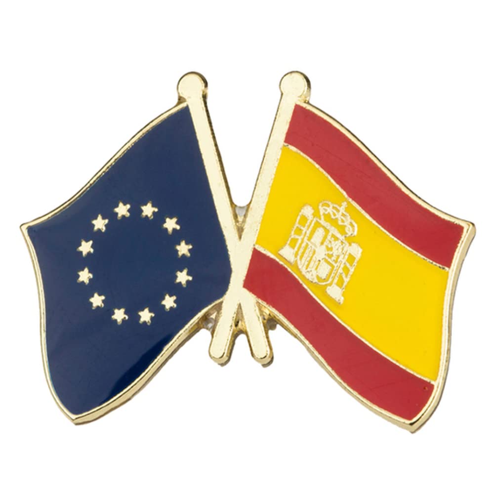 Panda LocoEuropean Union & Spain Spanish EU Friendship Flag Enamel Lapel Pin Badge Diplomat, Enamel