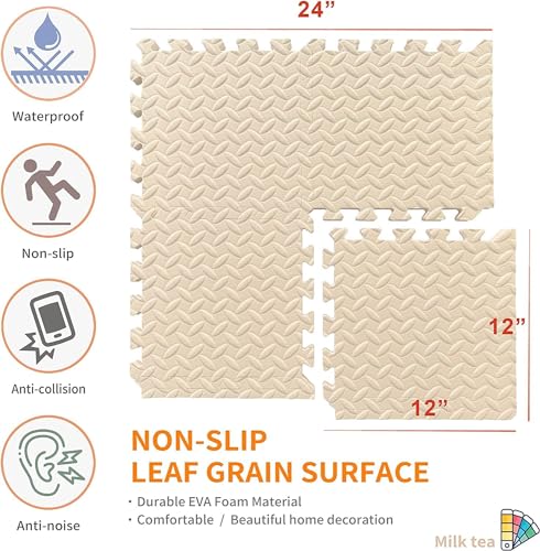 Image of Puzzle Flooring || Kids Interlocking Play mat || Baby Play Mat || Play mats for Kids || 12 MM Thick (4 Tiles - 16 Square Feet, Black - Grey - White)