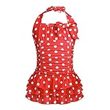 MSemis Little/Big Girls One Piece Adjustable Polka Dot Bathing Suit Ruffle Skirted Swimwear Swim Dre