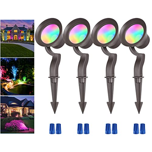 Leonlite Rgb Led Wall Wash Lighting, 12W(120W Eqv.), Low Voltage Landscape Spotlights Outdoor, 7 Color Changing, Landscape Tree Uplights, Etl Listed, 12-24V Ac/Dc, Aluminum, Ip65 Waterproof, Pack Of 4 #TOP3