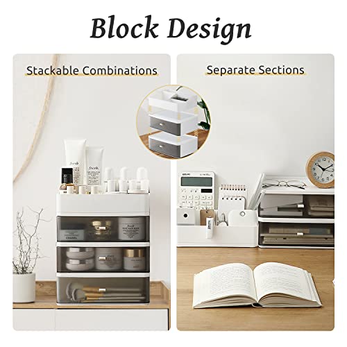 Earond Makeup Organizer With 3 Drawers,Stackable Skincare Organizer For Cosmetics, Lipsticks, Jewelry, Nail Care Storage, Multifunctional Countertop Organizer For Bedroom,Bathroom,Office #TOP3