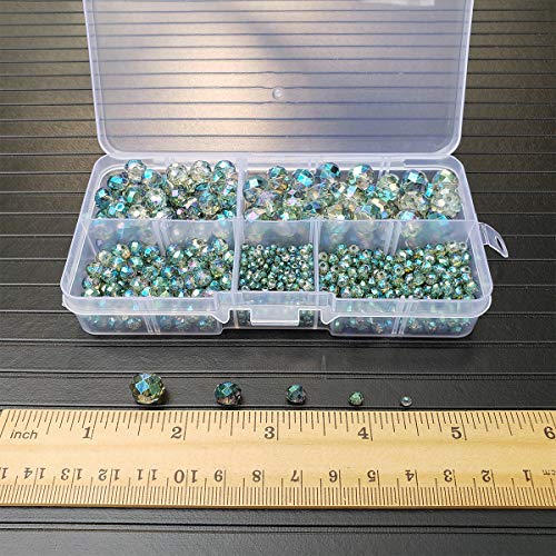 Image of Clear Green Rondelle Glass Beads for Jewelry Making, Faceted Briolette Crytal Spacer Beads for Bracelet Necklace Earring (2mm 4mm 6mm 8mm 10mm Mixed Sizes, 1000pcs)