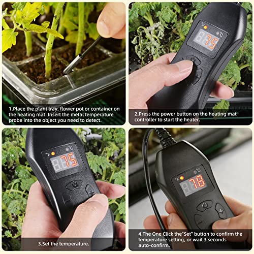 Thermostat Controller Seedling Heat Mat, 10"X 20.75" Heat Mats For Seed Starting，68-113°F Adjustable，50W Waterproof Seed Heating Mat, Met Certified, Heat Mat For Plants(Not Trays) #TOP4