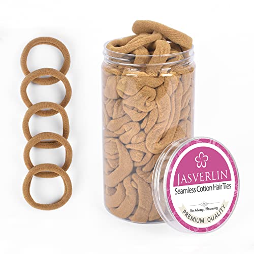 JASVERLIN Blonde Haarbänder Nahtlose elastische Stirnbänder Haargummis für Frauen Keine Falten Keine Schäden Pferdeschwanzhalter für dickes Haar, dehnbares Haarzubehör 100 Stück 1,5 Zoll (Blond)