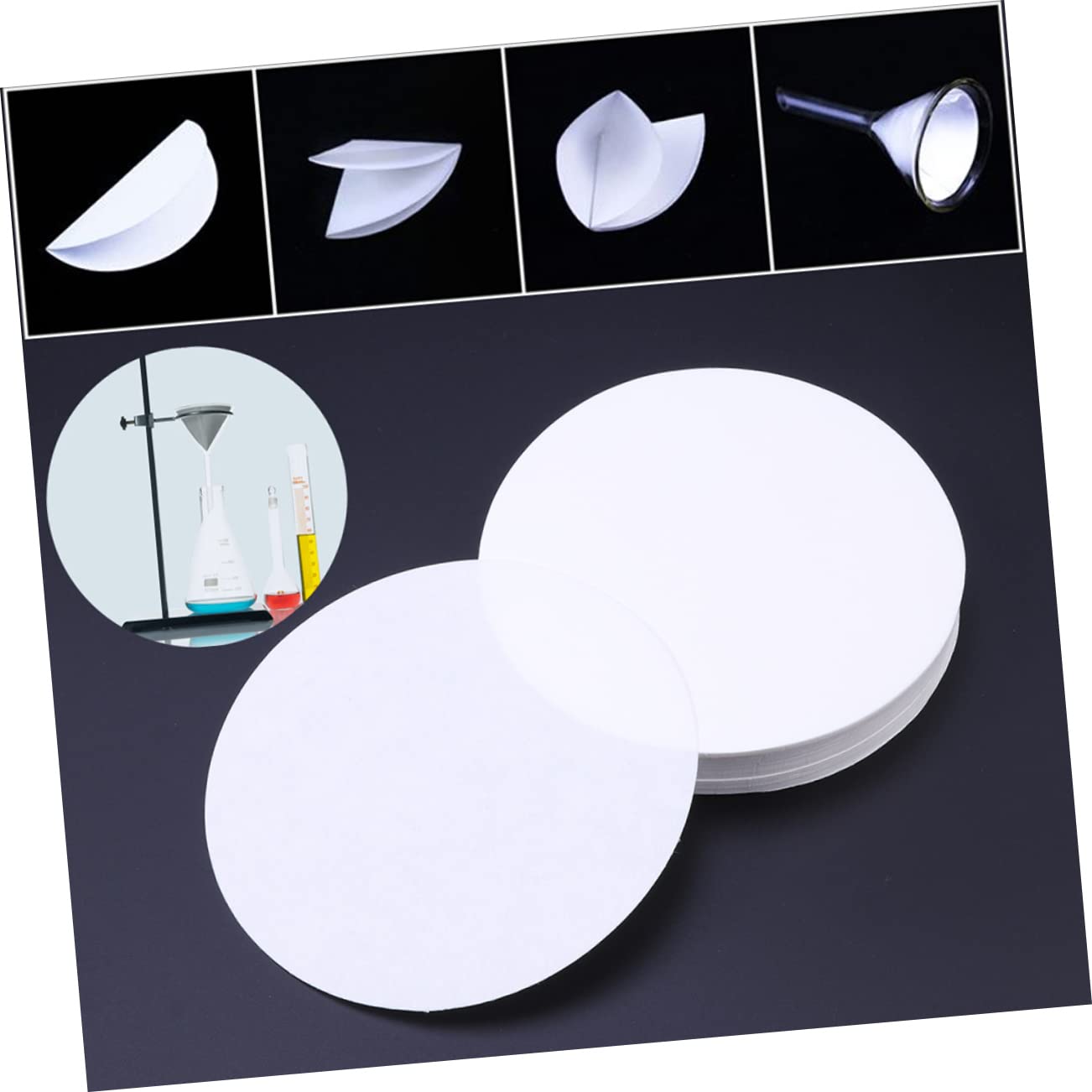 200pcs Medium Rate Qualitative Filter Paper for Chemistry Lab Ashless Discs for Particle Retention and Coarse Precipitate Separation