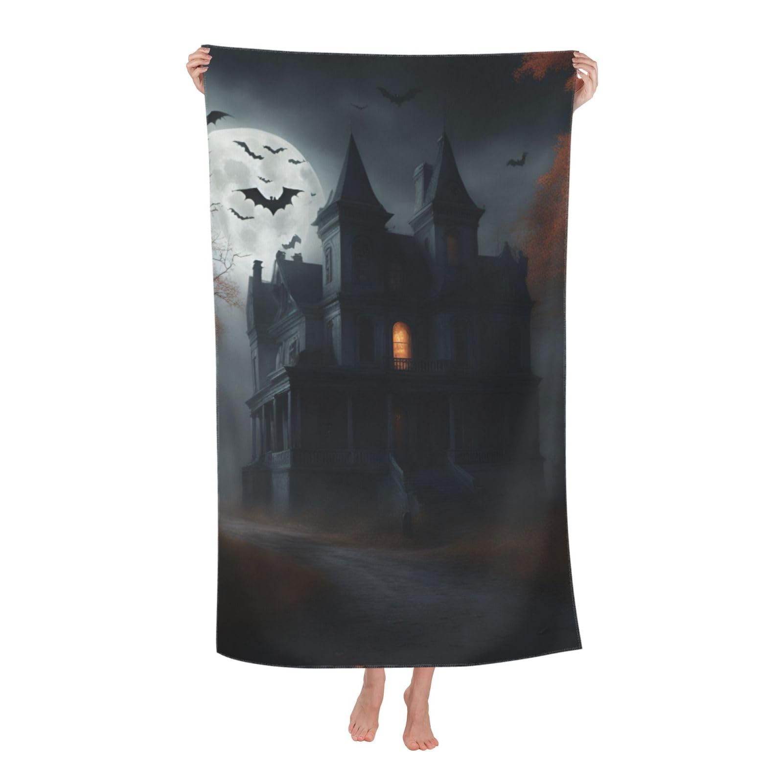 Anceky Oversized Halloween Horror Print Beach Towel Soft Quick Dry for Beach Pool Shower Travel Sports