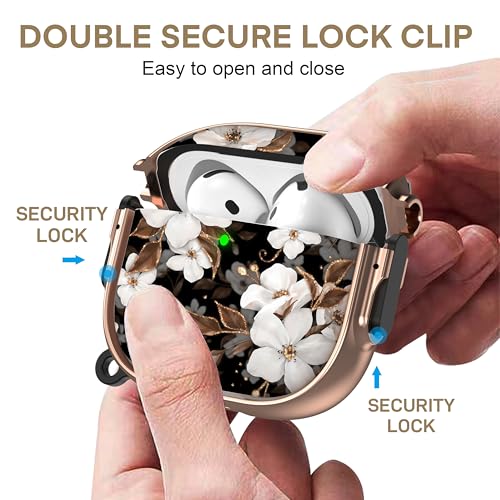 Image of Maxjoy for AirPods 4 Case with Lock, Flower AirPods 4 Case Lock Protective Hard Cute AirPod 4 Generation Cover for Women Men with Keychain Clip for AirPod 4th Generation Cover 2024, Floral