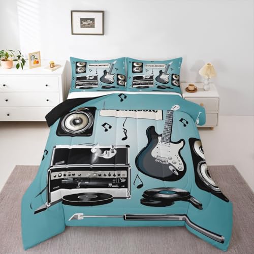 Feelyou Guitar Rock Music Comforter Set Full Size Kids Bedding