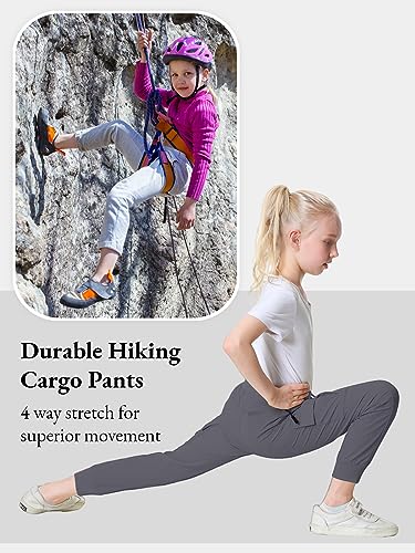 Image of EXARUS Girls Hiking Cargo Pants Joggers Teen Quick Dry Lightweight Slim Fit | Tween Youth Camping Pants Kids Hip Hop Dance Athletic Tapered Lightweight Track Safari Drawstring Woven /Knit 6-14Y