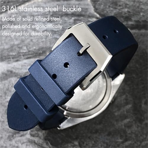 Bracelet de montre caoutchouc 22mm bleu incurvé sans espace Tudor