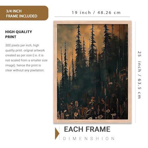 Image of kotart Big Aesthetic Mountains View Wall Art Paintings | Flowers Landscape Framed Painting | Vastu Frames for Living Room Bedroom Wall Decor Set Of 3 (19X25 inch)